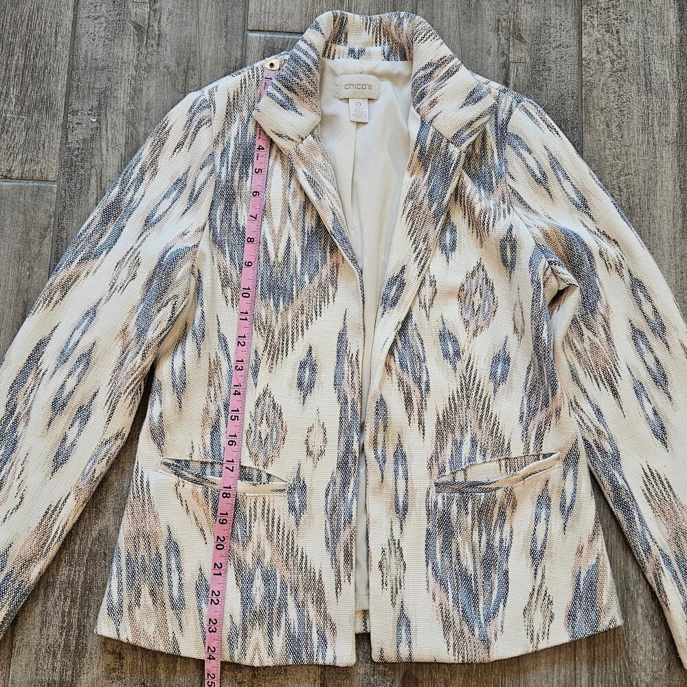 Chicos Jacket Womens Size 0 US S 4 Spring Ikat Sher Blazer Woven Lined Career - Picture 6 of 15
